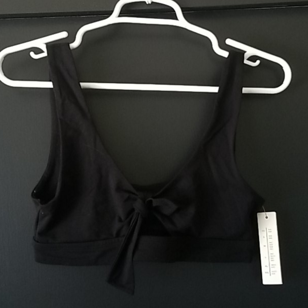 Target brand black bra style tie front top